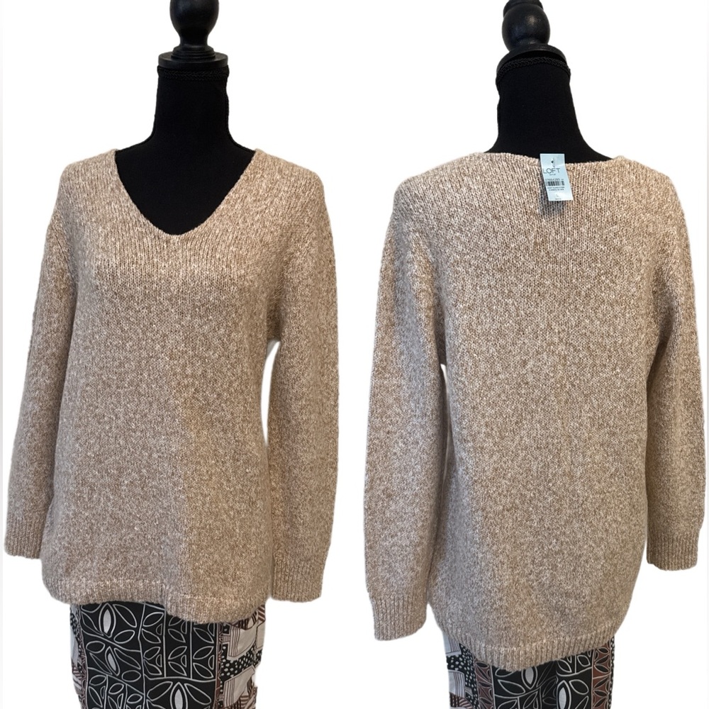 LOFT V-Neck Sweater in Cream